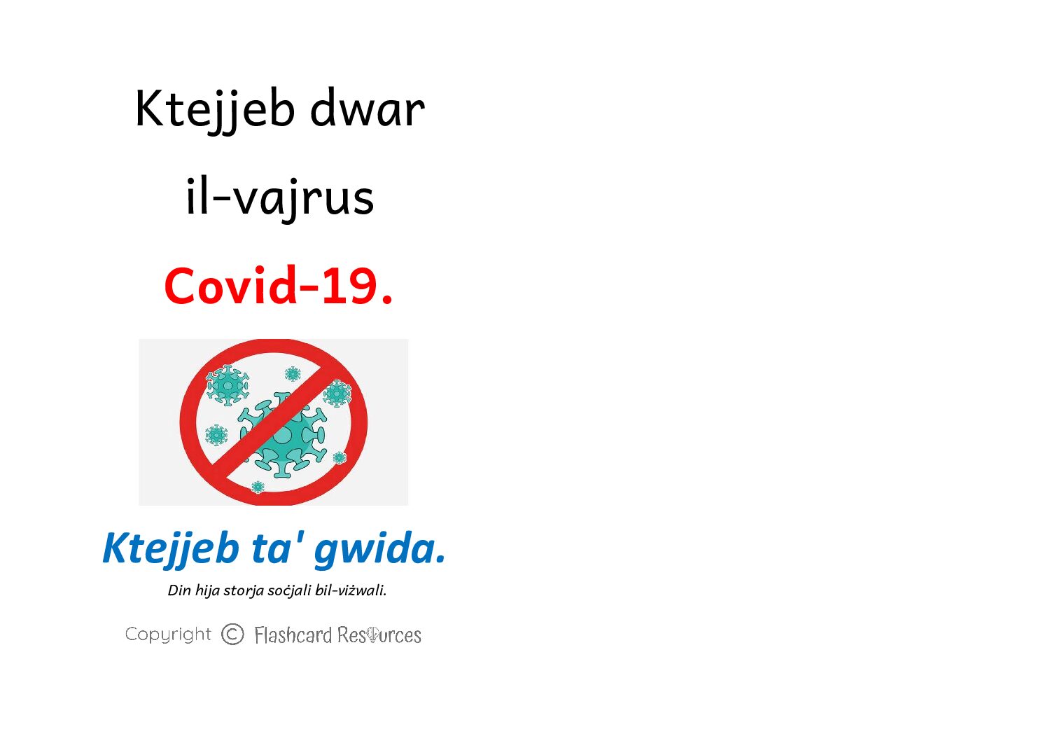 Stejjer Soċjali - Tfal Żgħar- Ktejjeb Dwar il-Vajrus Covid-19