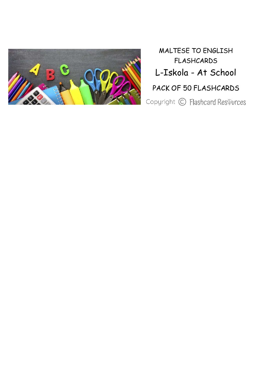 Maltese to English - L-Iskola - At School - Flashcards