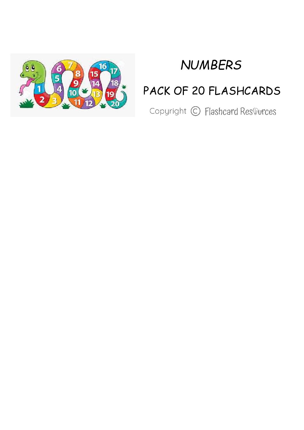 Numbers 1-20 - Flashcards