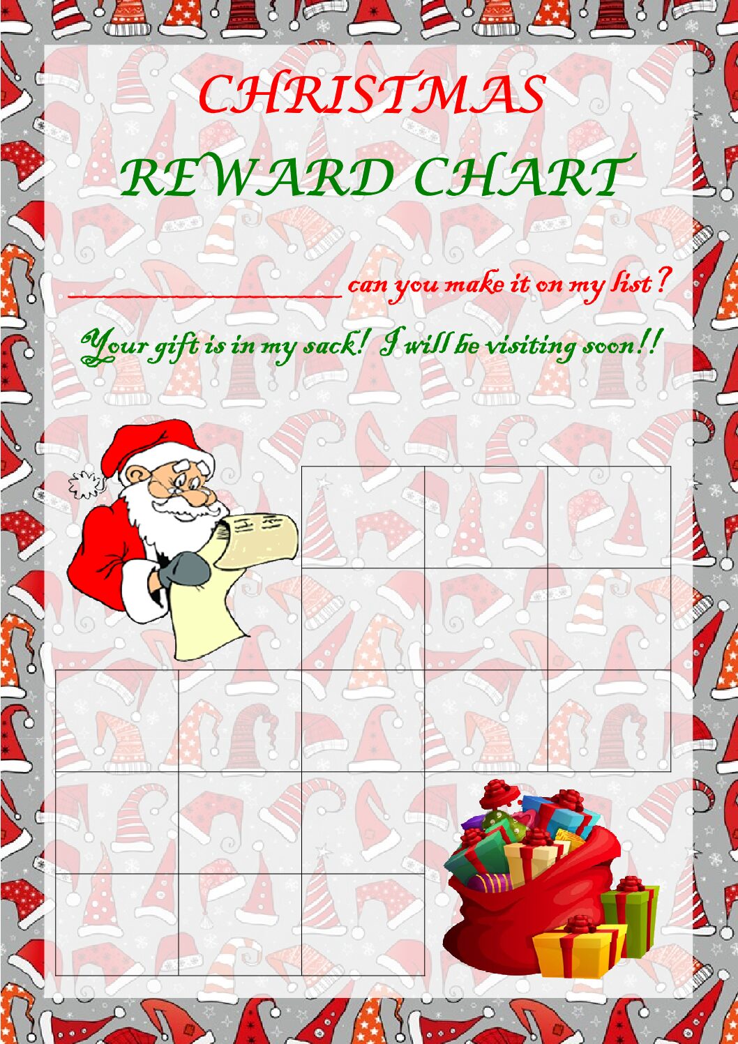 Reward Charts - Set of 2 - Christmas Theme
