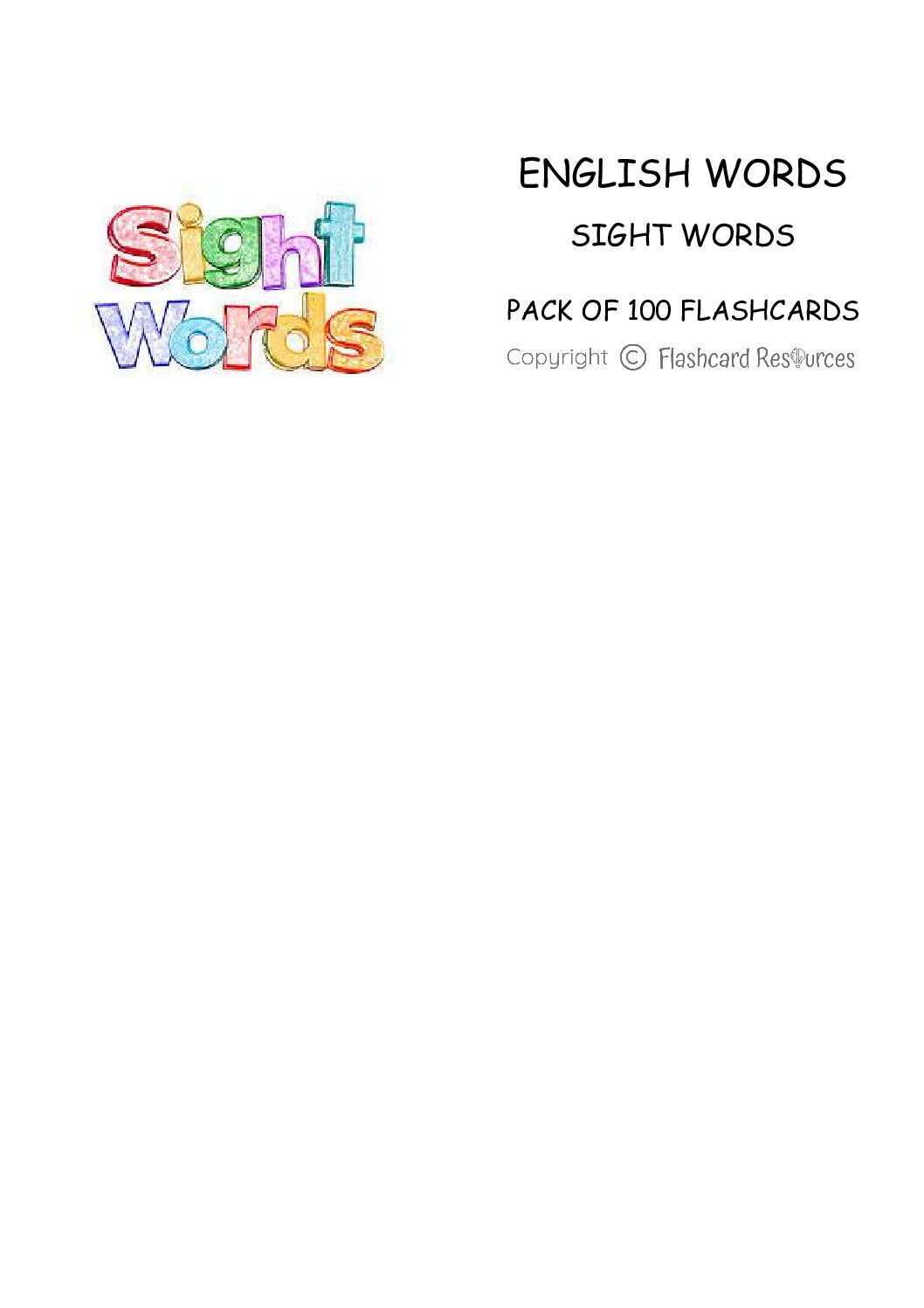 English Language - Sight Words - Flashcards