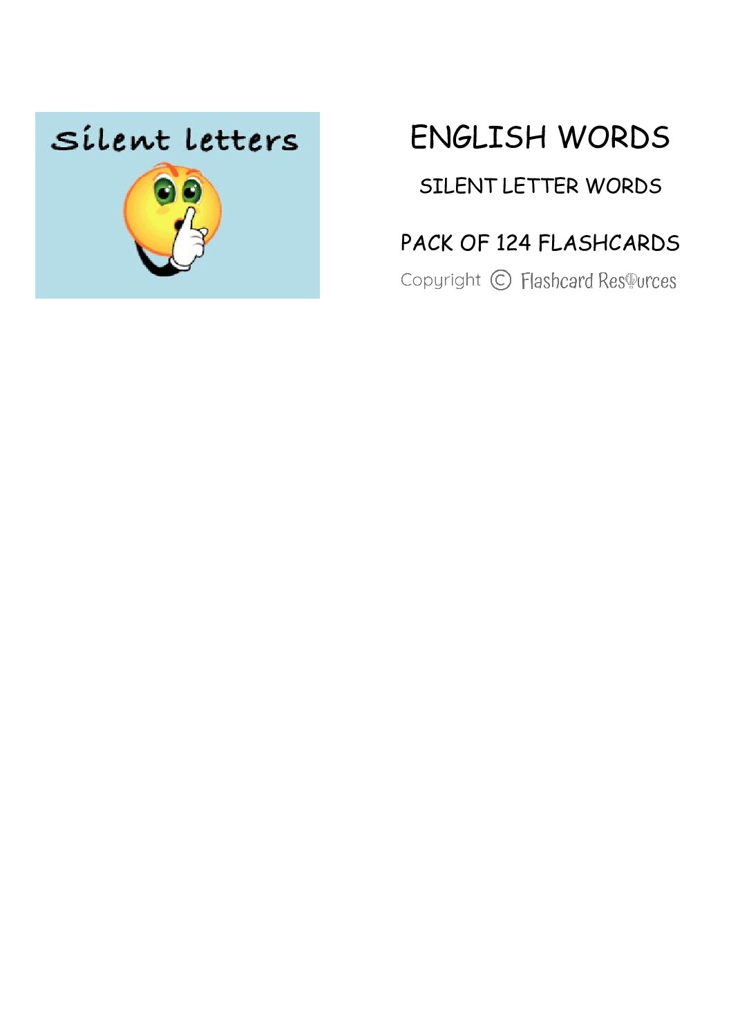 English Language - Silent Letter - Flashcards