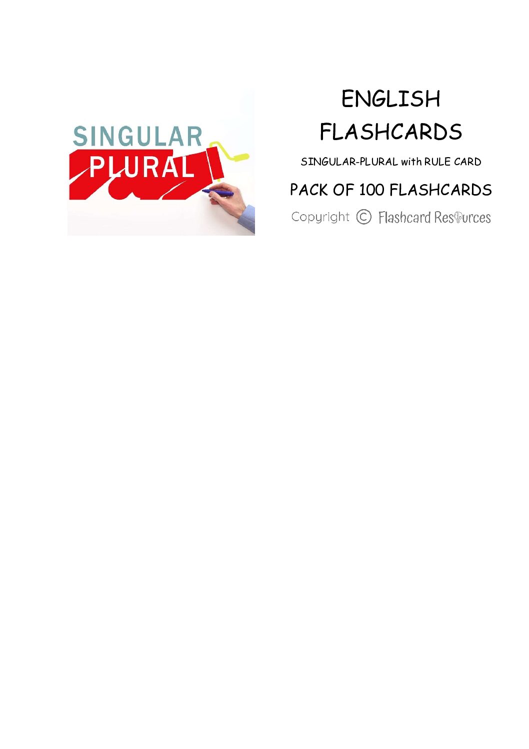 English Language - Singular and Plural - Flashcards