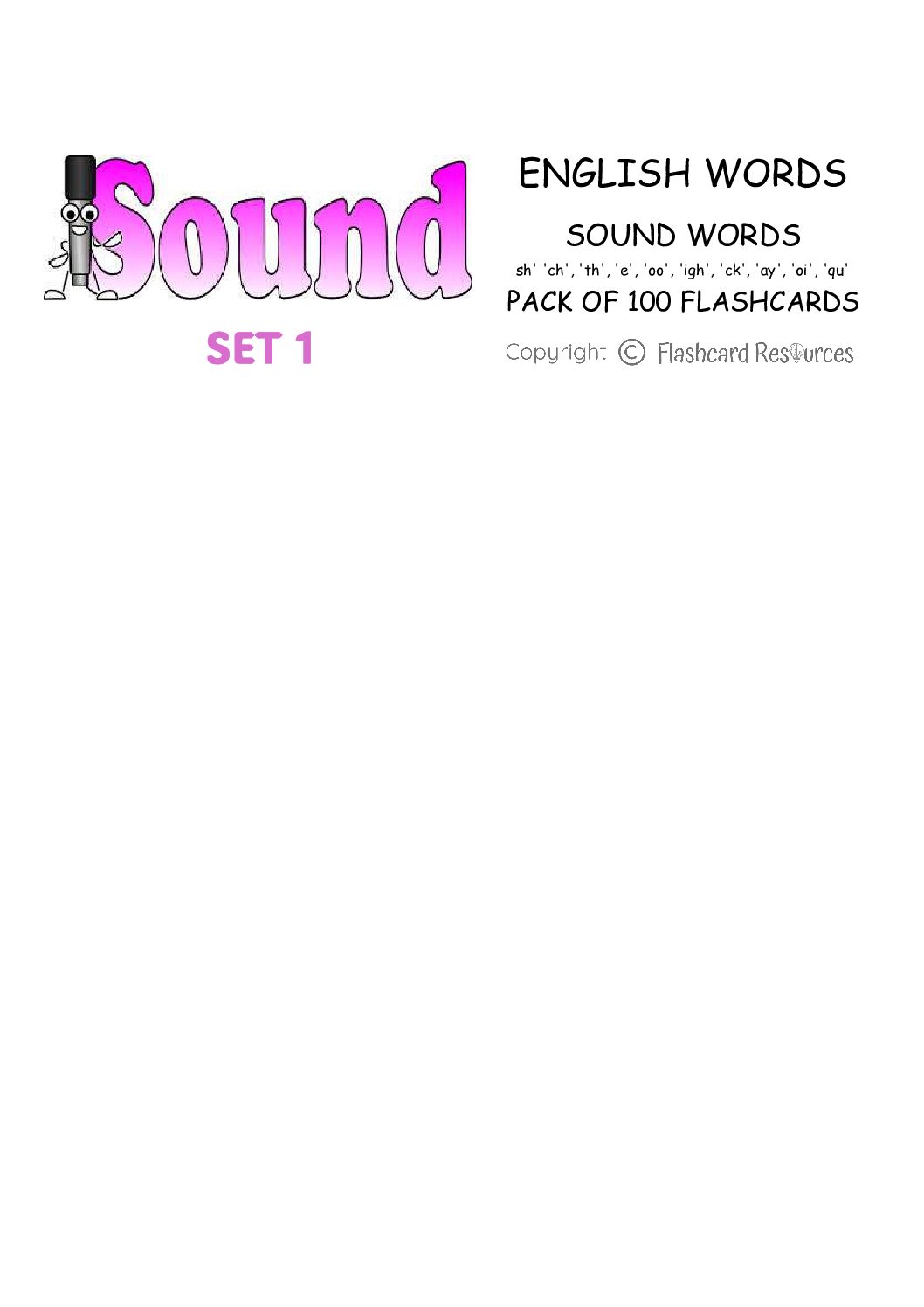 English Language - Sound Words Set 1 - Flashcards
