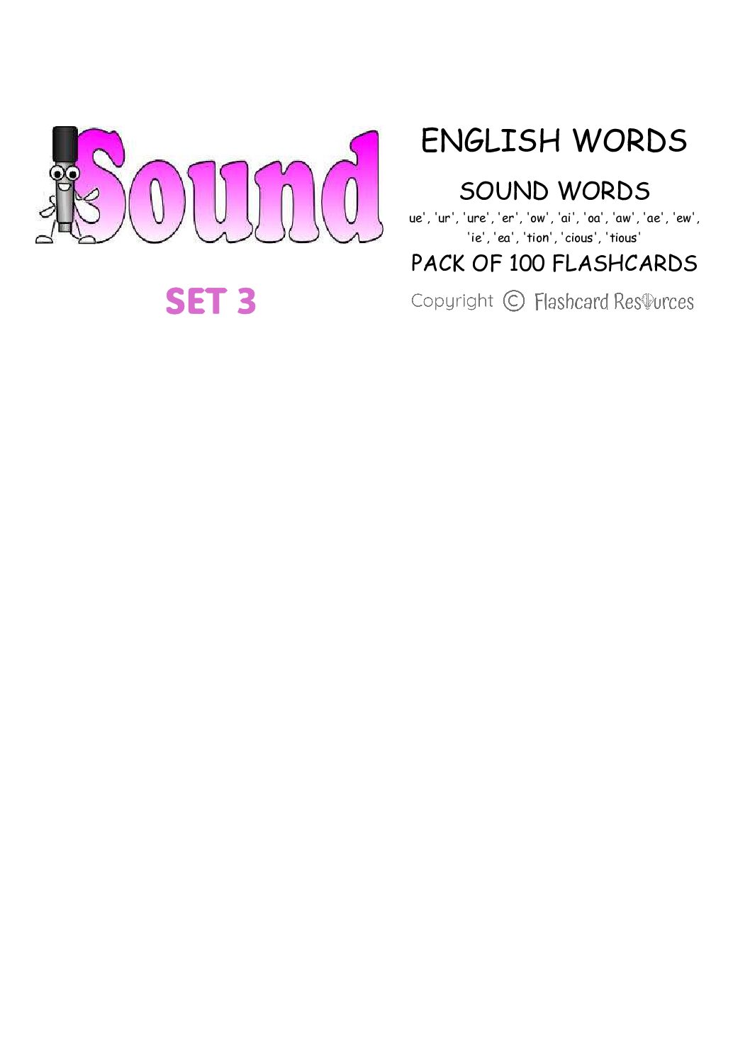 English Language - Sound Words Set 3 - Flashcards
