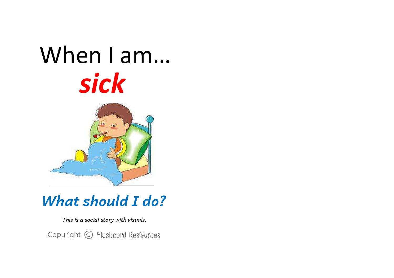 Social Stories - Toddlers - When I am Sick