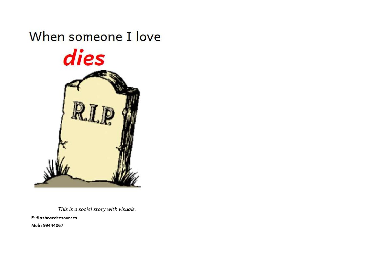Social Stories - Toddlers - When Someone I Love Dies